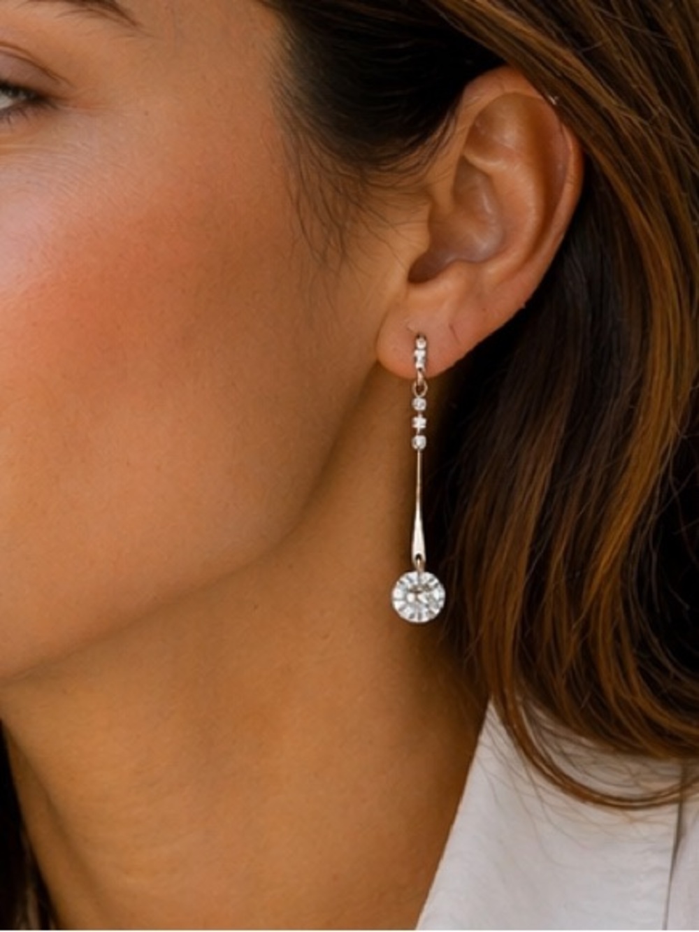 Express Gold and Silver Drop Earrings with Cubic Zirconia